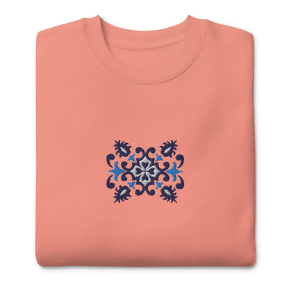 Portuguese Azulejo Tile Motif Embroidered Sweatshirt - The Global Wanderer