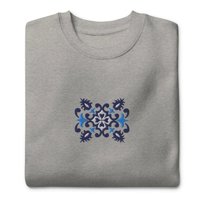 Portuguese Azulejo Tile Motif Embroidered Sweatshirt - The Global Wanderer