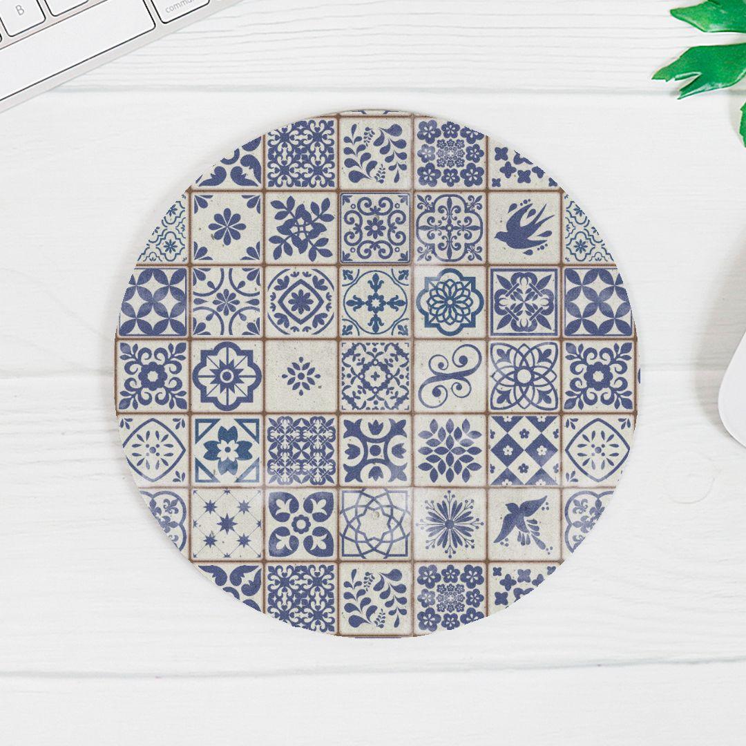 Portuguese Azulejo Tile Mouse Pad - The Global Wanderer