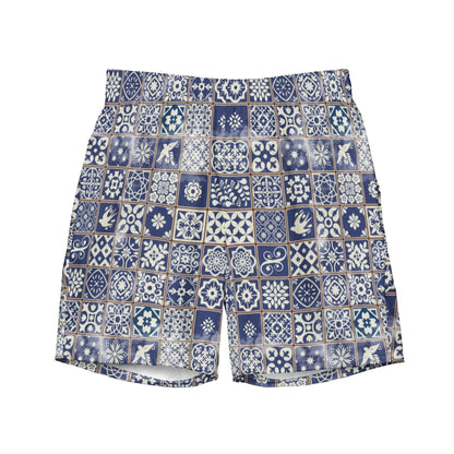 Portuguese Azulejo Tile Recycled Men's Swim Trunks - The Global Wanderer