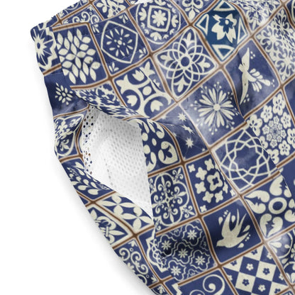 Portuguese Azulejo Tile Recycled Men's Swim Trunks - The Global Wanderer