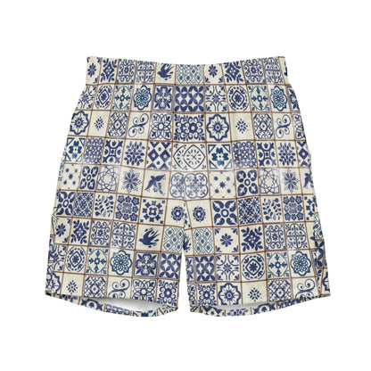 Portuguese Azulejo Tile Recycled Men's Swim Trunks - The Global Wanderer