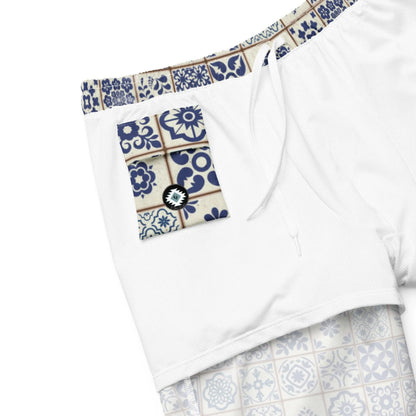 Portuguese Azulejo Tile Recycled Men's Swim Trunks - The Global Wanderer