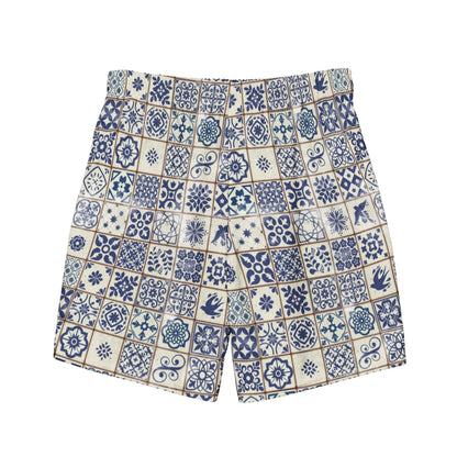 Portuguese Azulejo Tile Recycled Men's Swim Trunks - The Global Wanderer