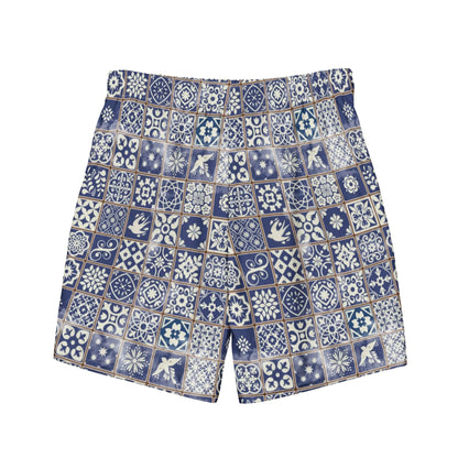 Portuguese Azulejo Tile Recycled Men's Swim Trunks - The Global Wanderer