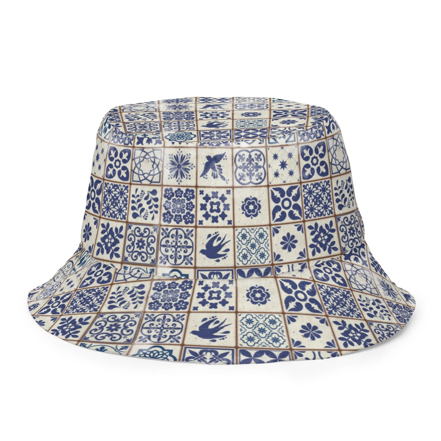 Portuguese Azulejo Tile Reversible Bucket Hat - The Global Wanderer