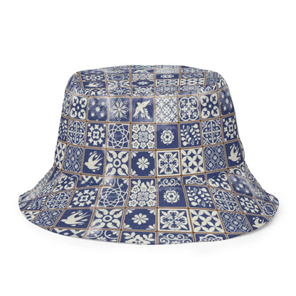 Portuguese Azulejo Tile Reversible Bucket Hat - The Global Wanderer