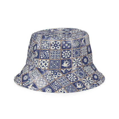 Portuguese Azulejo Tile Reversible Bucket Hat - The Global Wanderer