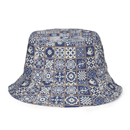 Portuguese Azulejo Tile Reversible Bucket Hat - The Global Wanderer