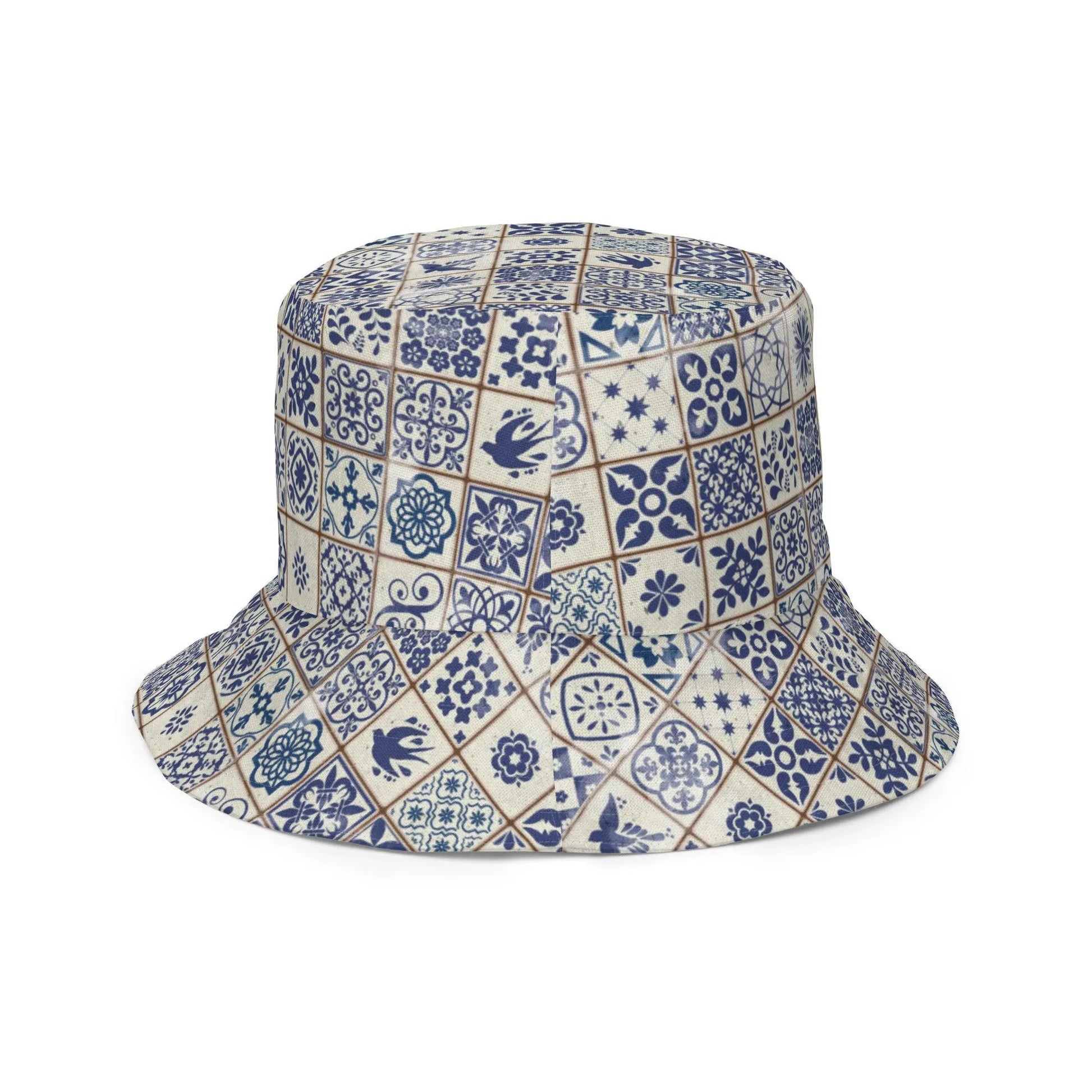 Portuguese Azulejo Tile Reversible Bucket Hat - The Global Wanderer