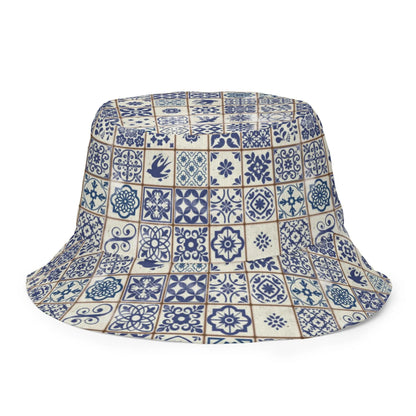 Portuguese Azulejo Tile Reversible Bucket Hat - The Global Wanderer