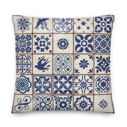 Portuguese Azulejo Tile Throw Pillow - The Global Wanderer