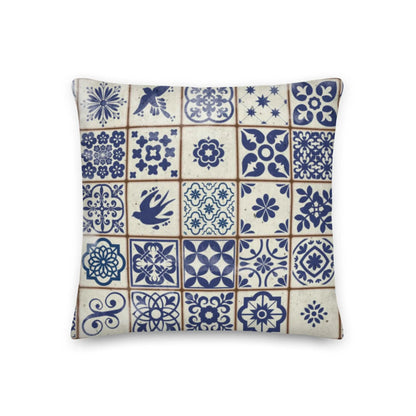 Portuguese Azulejo Tile Throw Pillow - The Global Wanderer