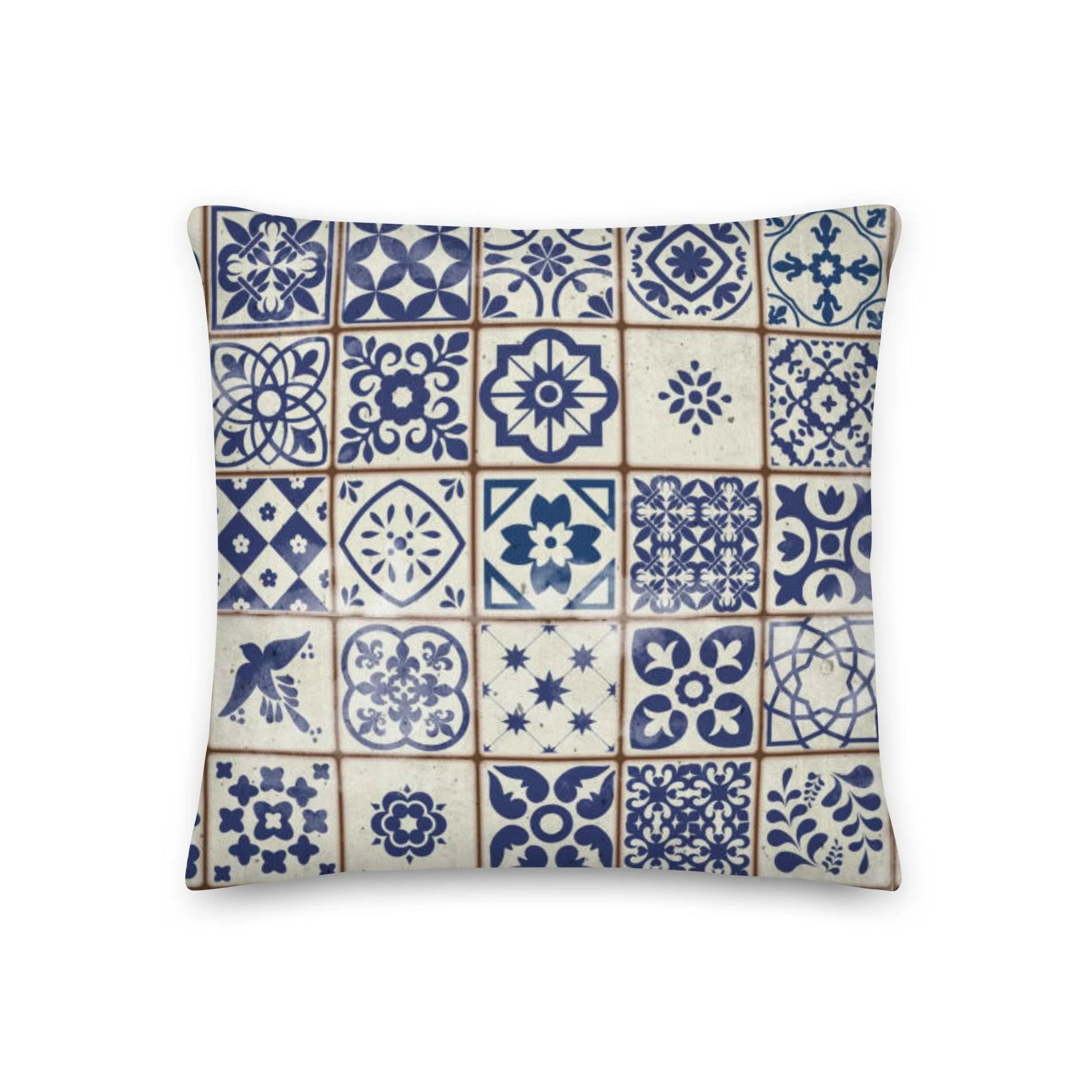 Portuguese Azulejo Tile Throw Pillow - The Global Wanderer