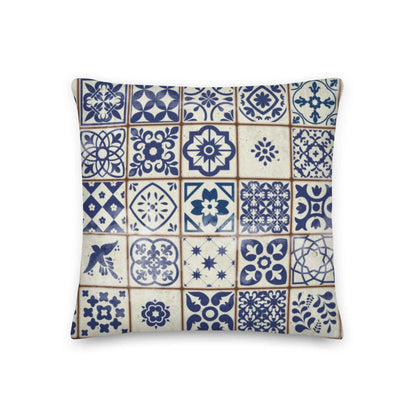 Portuguese Azulejo Tile Throw Pillow - The Global Wanderer