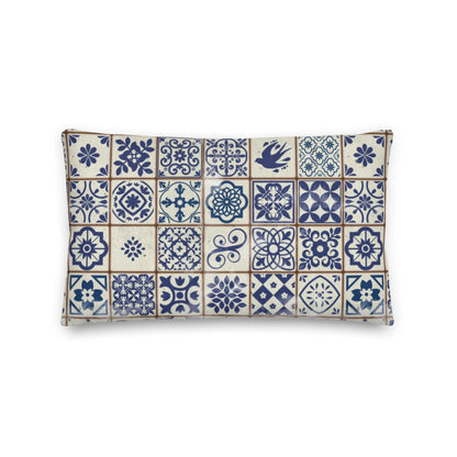 Portuguese Azulejo Tile Throw Pillow - The Global Wanderer