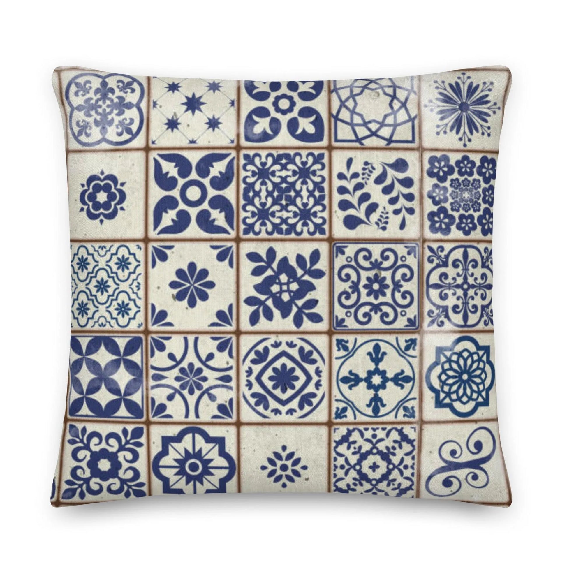 Portuguese Azulejo Tile Throw Pillow - The Global Wanderer