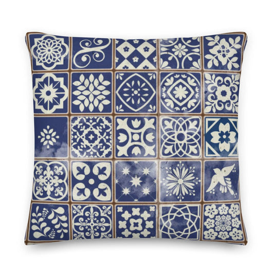 Portuguese Azulejo Tile Throw Pillow - The Global Wanderer