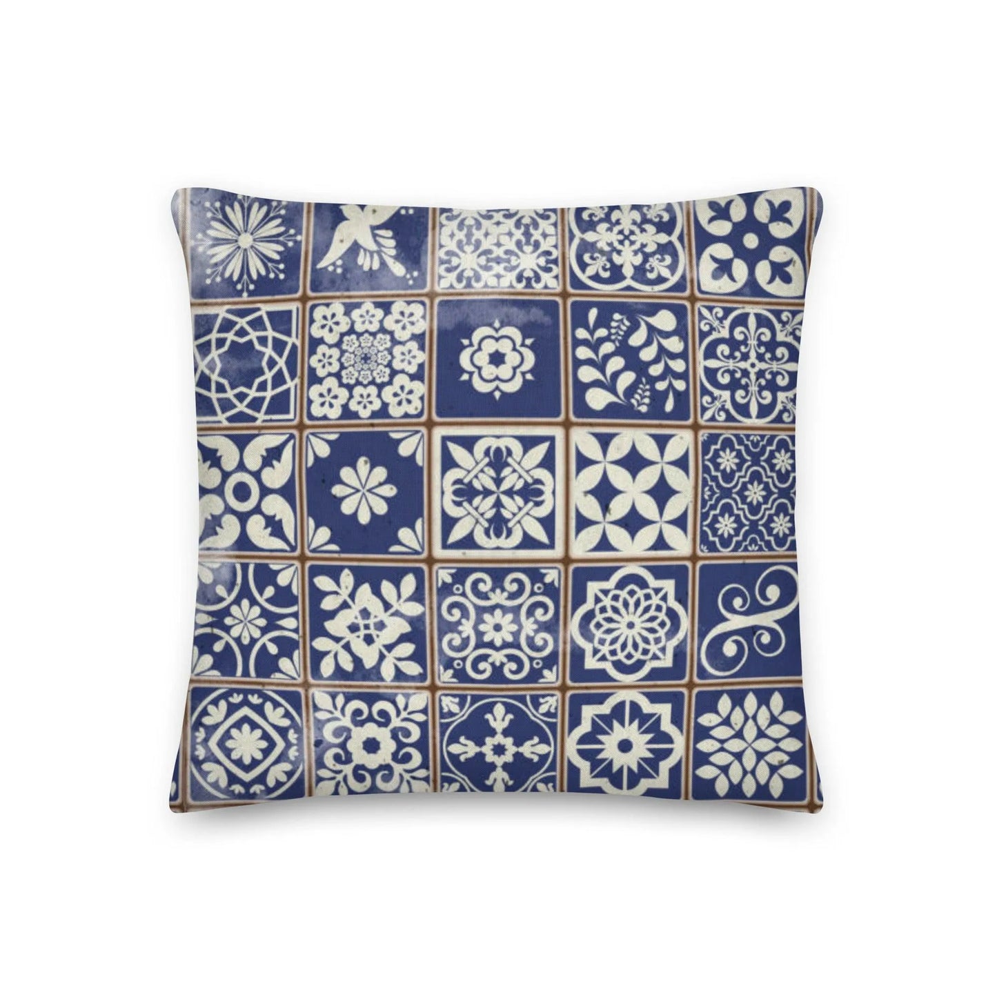 Portuguese Azulejo Tile Throw Pillow - The Global Wanderer