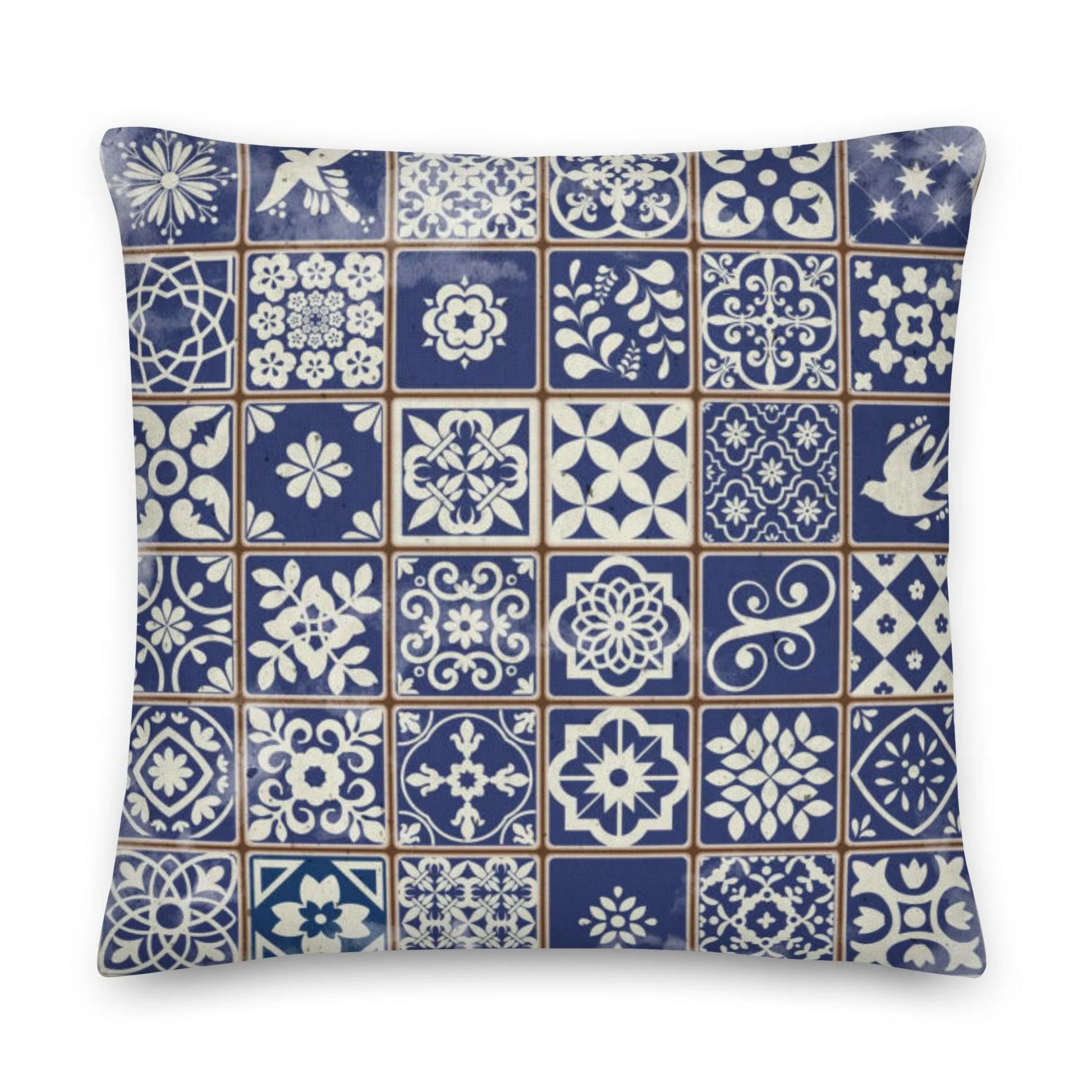 Portuguese Azulejo Tile Throw Pillow - The Global Wanderer