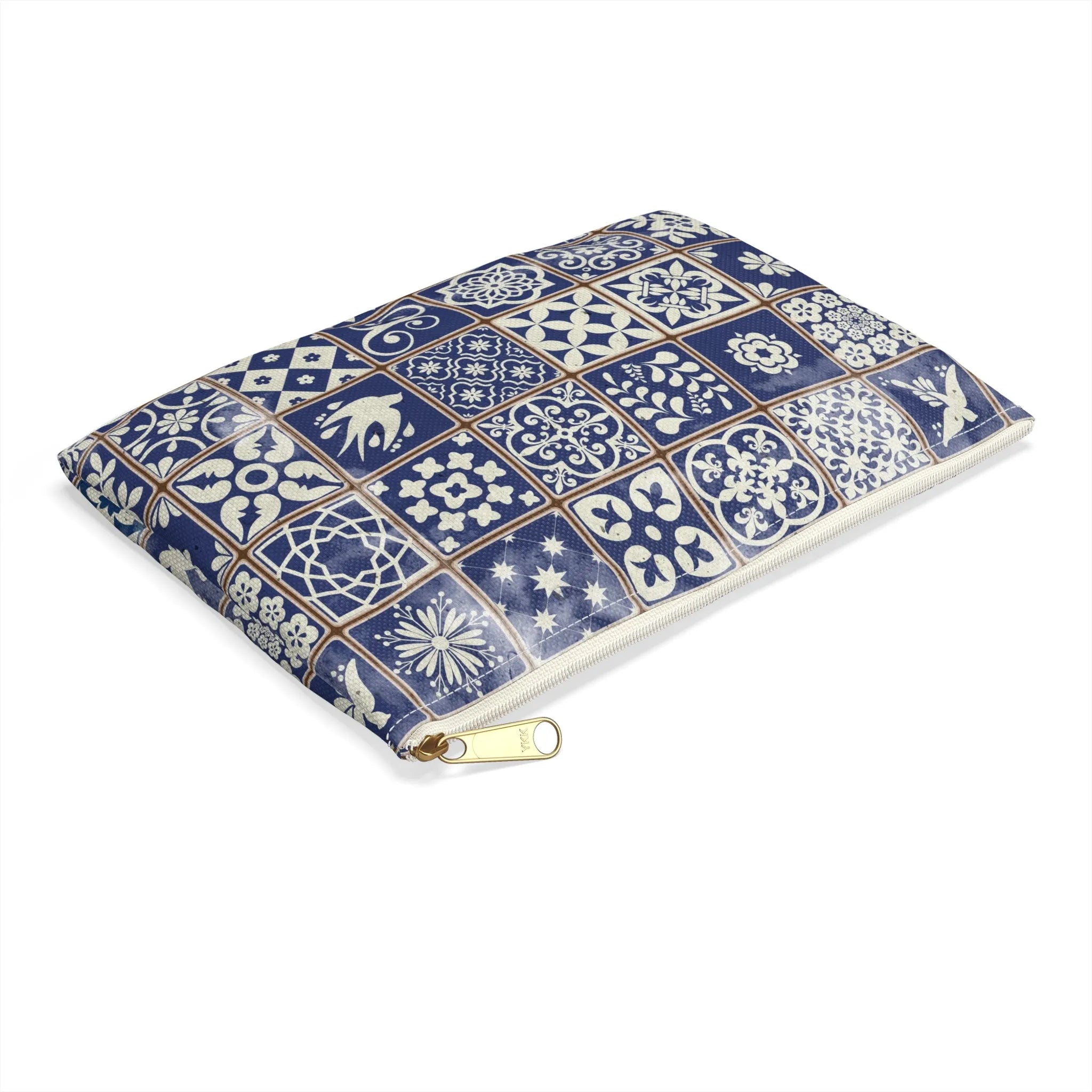 Portuguese Blue Azulejo Tile Flat Pouch - The Global Wanderer