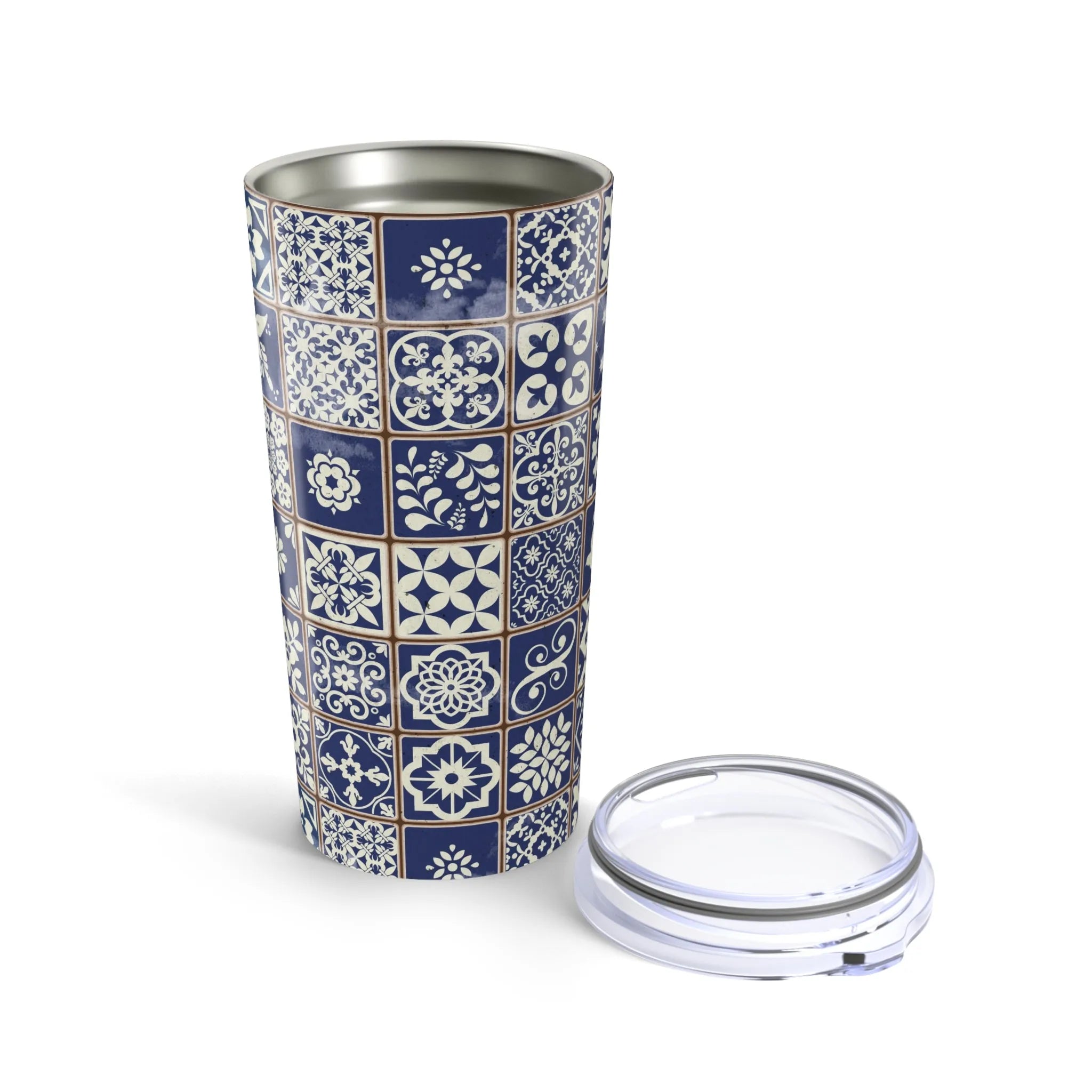 Portuguese Blue Azulejo Tile Tumbler - The Global Wanderer