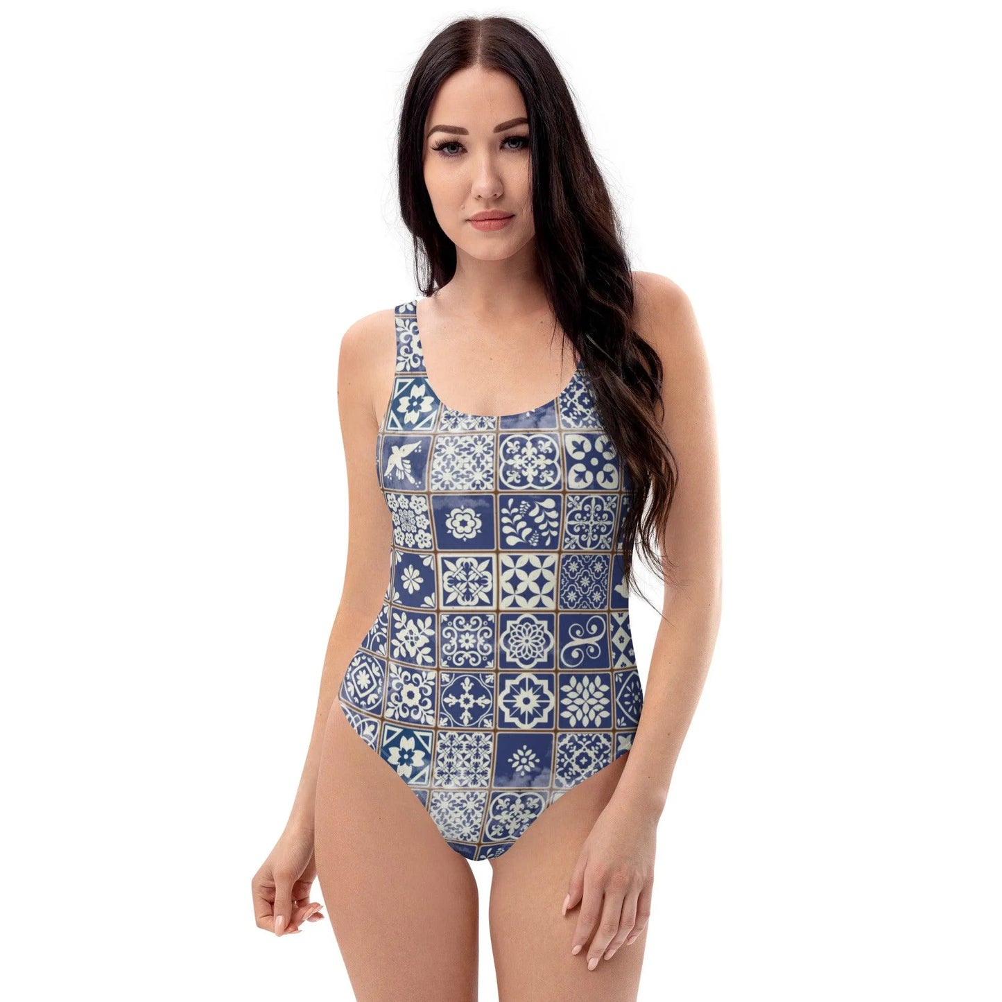 Portuguese Tile One-Piece Swimsuit - The Global Wanderer