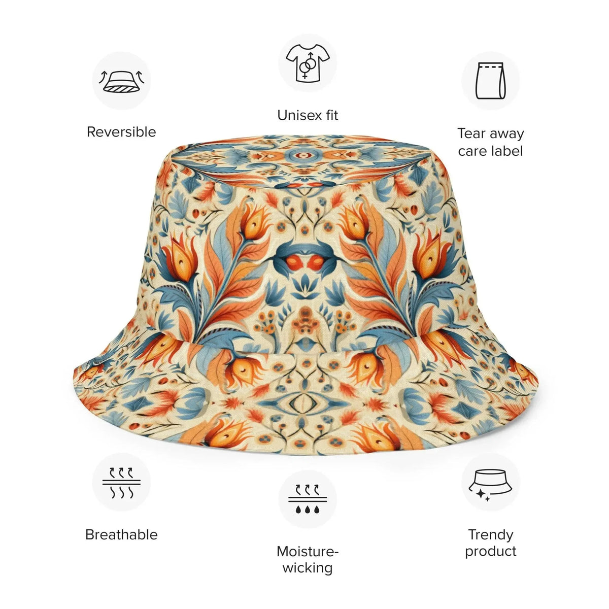 Bavarian Fall Folk Art Reversible Bucket Hat - The Global Wanderer