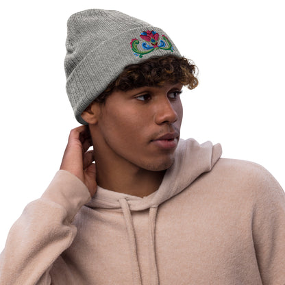 Norwegian Rosemaling Embroidered Beanie - The Global Wanderer