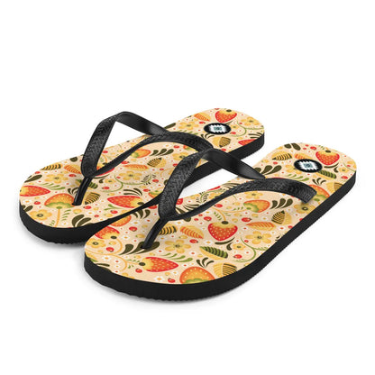 Russian Beige Khokhloma Flip Flops - The Global Wanderer