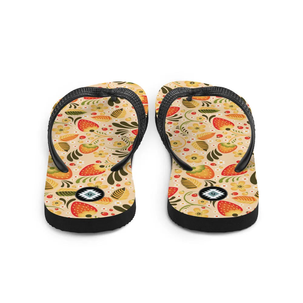 Russian Beige Khokhloma Flip Flops - The Global Wanderer