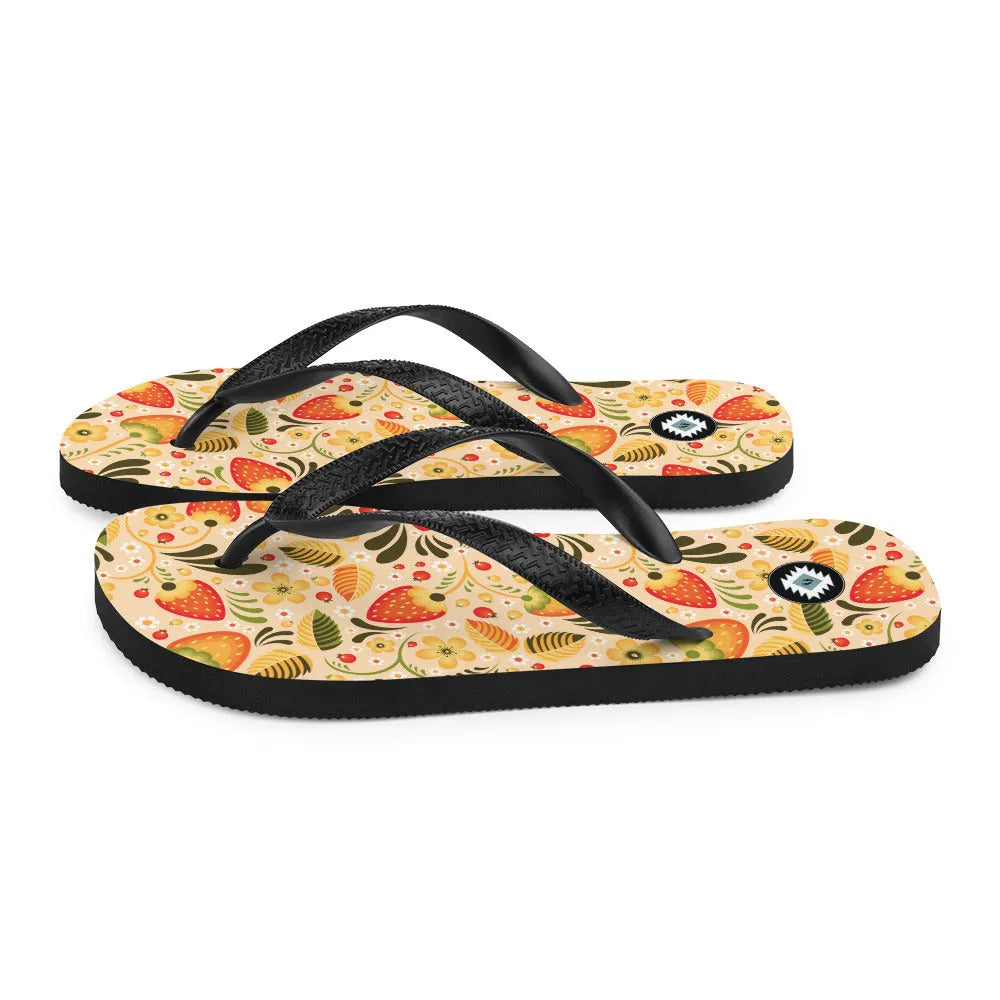 Russian Beige Khokhloma Flip Flops - The Global Wanderer