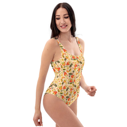 Russian Beige Khokhloma One-Piece Swimsuit - The Global Wanderer