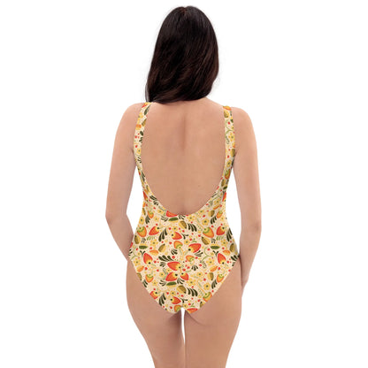 Russian Beige Khokhloma One-Piece Swimsuit - The Global Wanderer