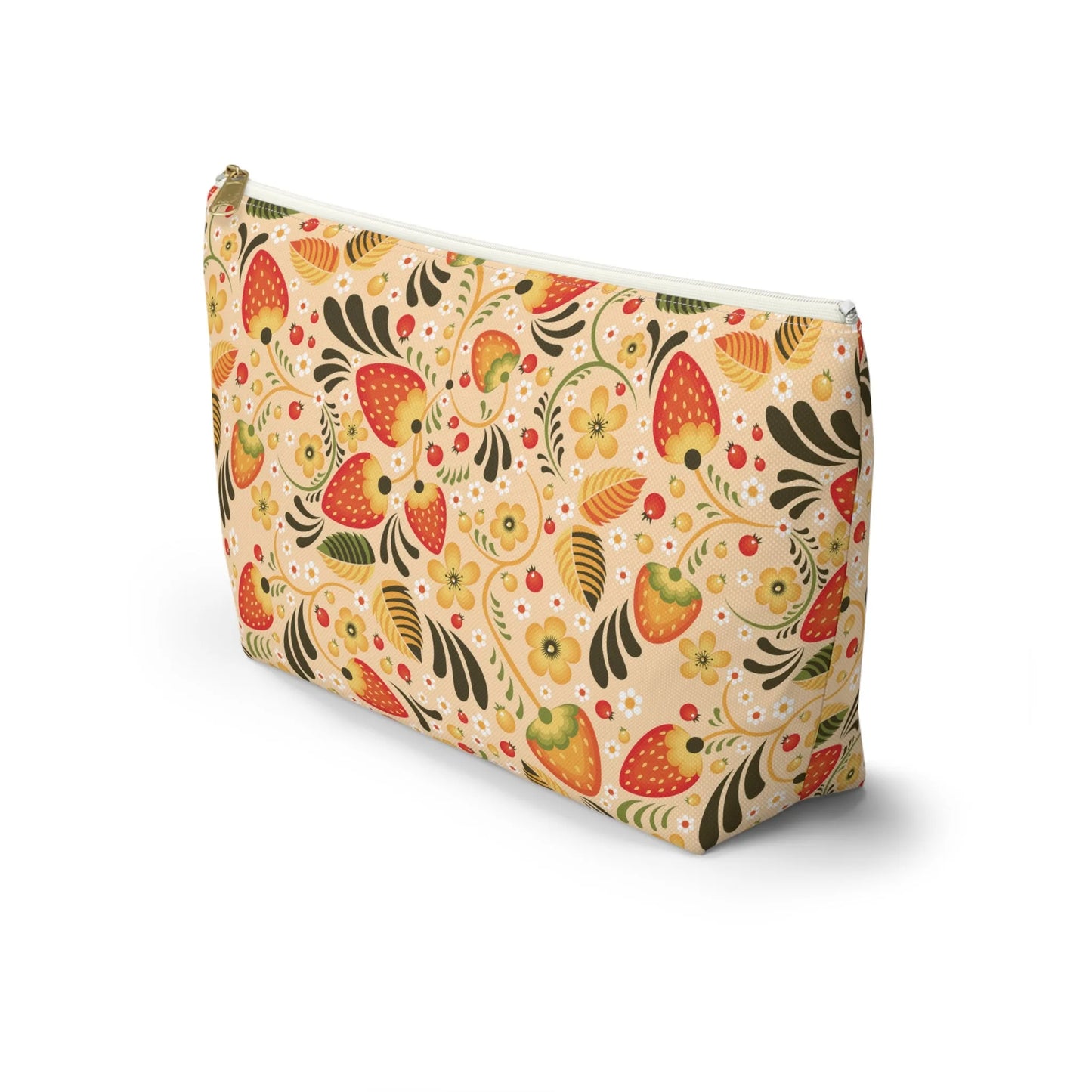 Russian Beige Khokhloma Print Pouch - The Global Wanderer