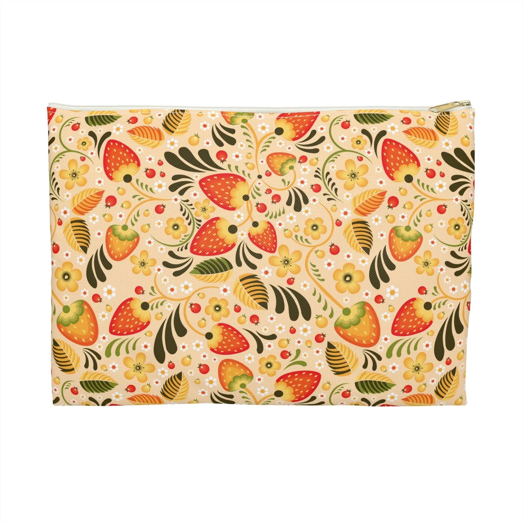 Russian Beige Khokhloma Print Pouch - The Global Wanderer