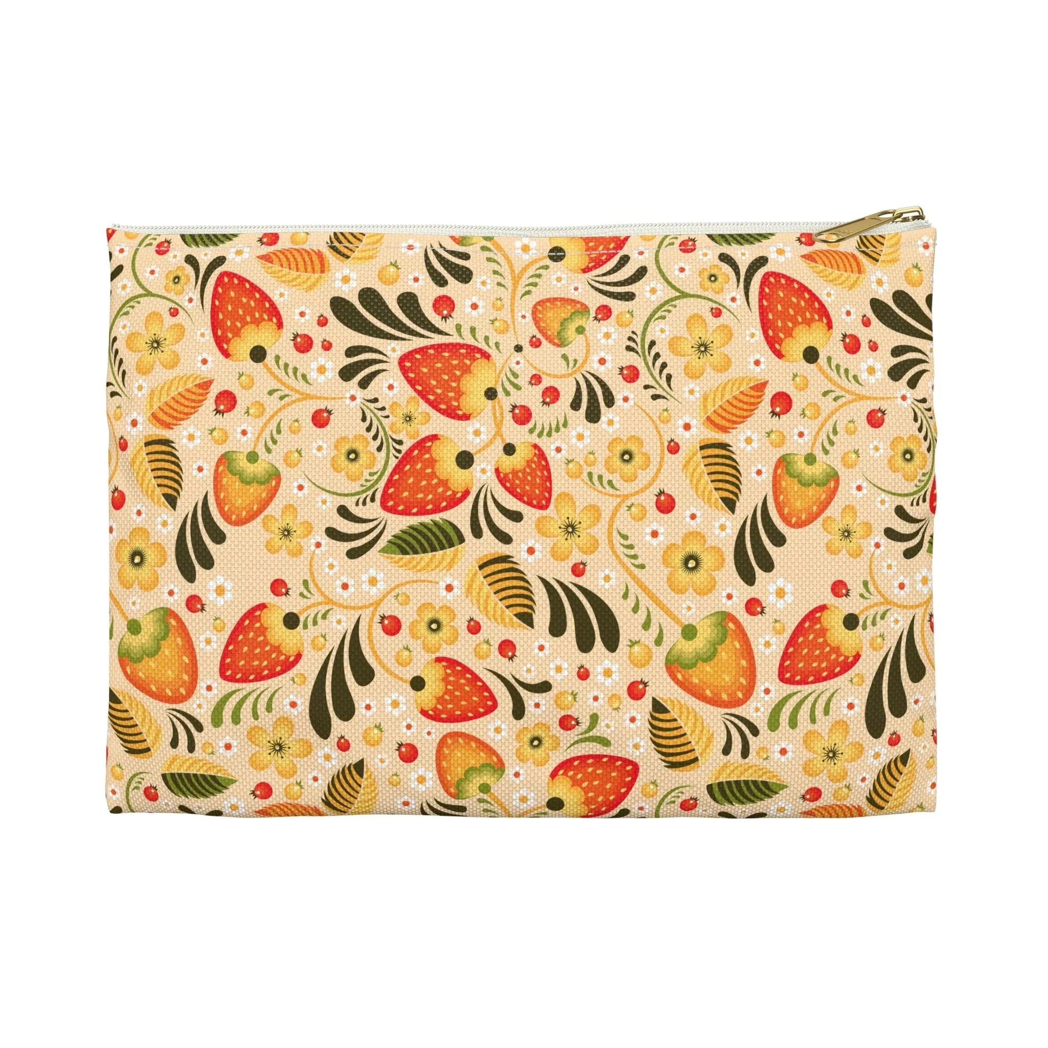 Russian Beige Khokhloma Print Pouch - The Global Wanderer