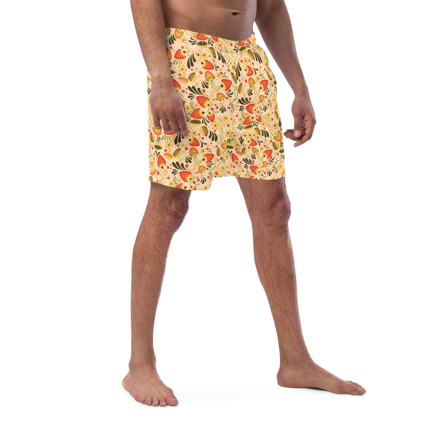 Russian Beige Khokhloma Recycled Men's Swim Trunks - The Global Wanderer