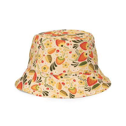 Russian Beige Khokhloma Reversible Bucket Hat - The Global Wanderer