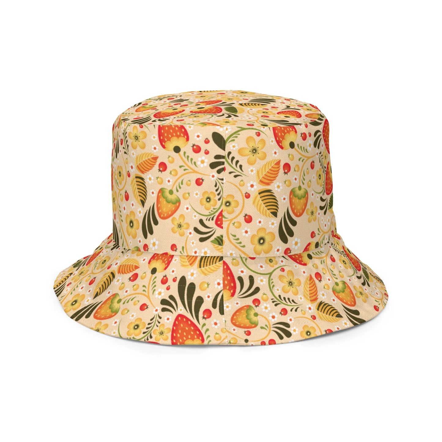 Russian Beige Khokhloma Reversible Bucket Hat - The Global Wanderer