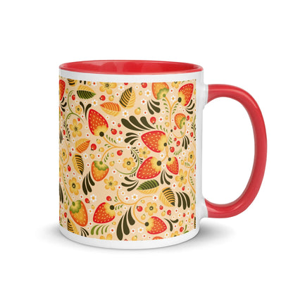 Russian Beige Khokhloma Strawberry Mug - The Global Wanderer