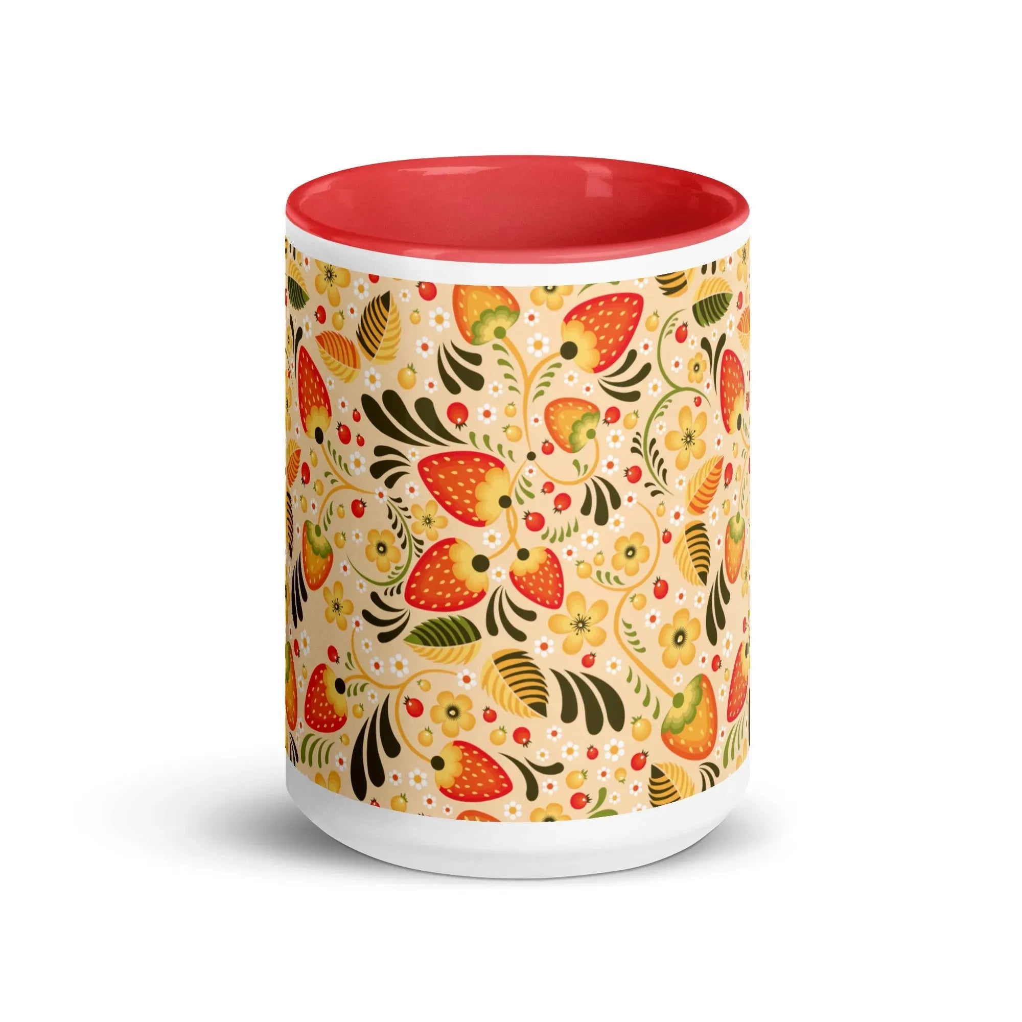 Russian Beige Khokhloma Strawberry Mug - The Global Wanderer