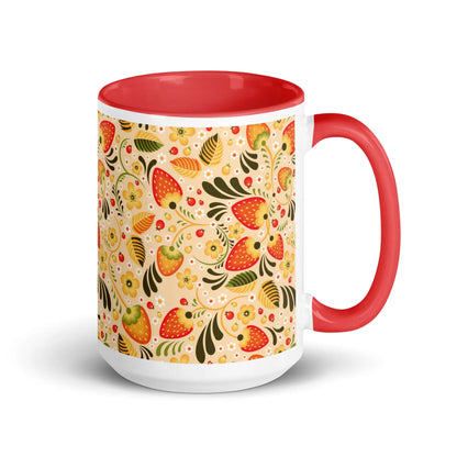 Russian Beige Khokhloma Strawberry Mug - The Global Wanderer