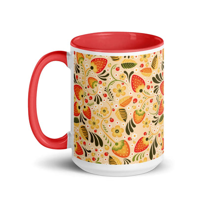 Russian Beige Khokhloma Strawberry Mug - The Global Wanderer