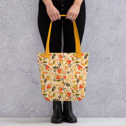 Russian Beige Khokhloma Strawberry Tote Bag - The Global Wanderer