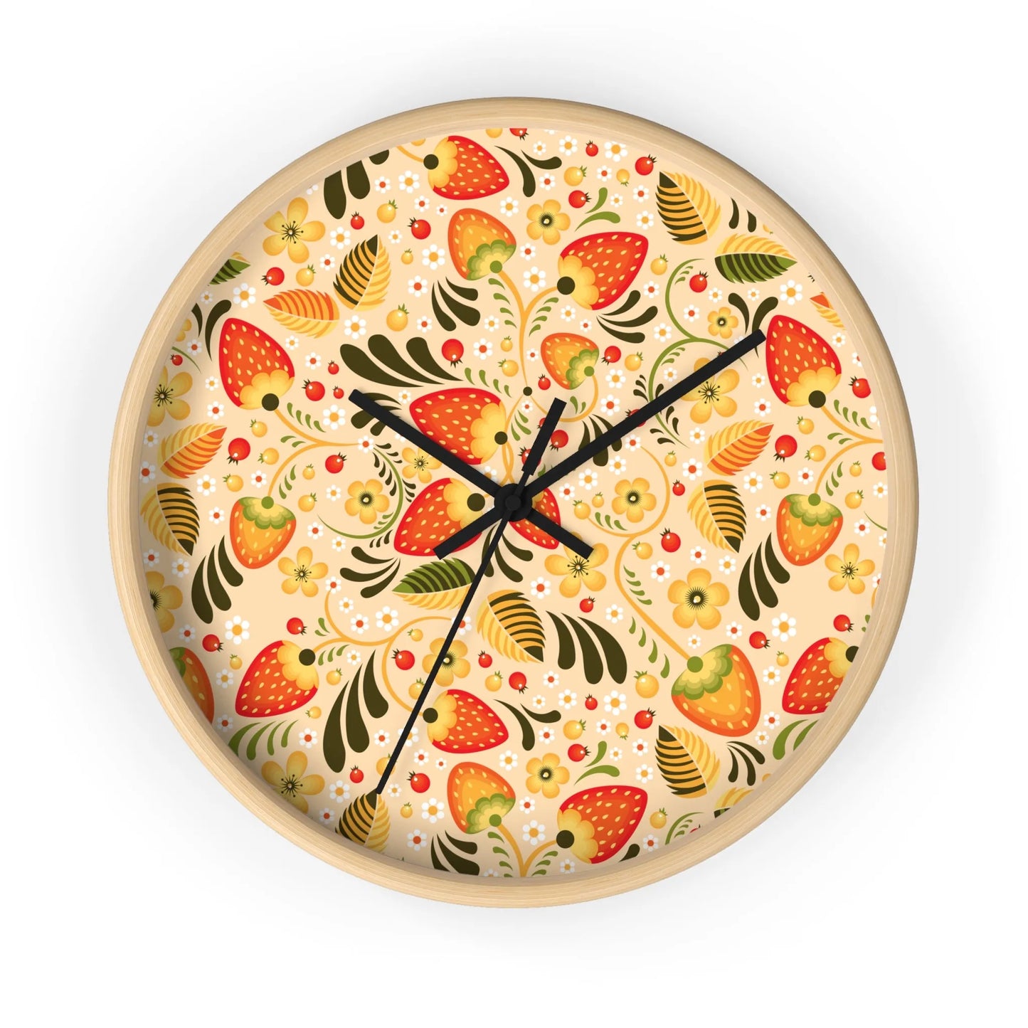 Russian Beige Khokhloma Wall Clock - The Global Wanderer