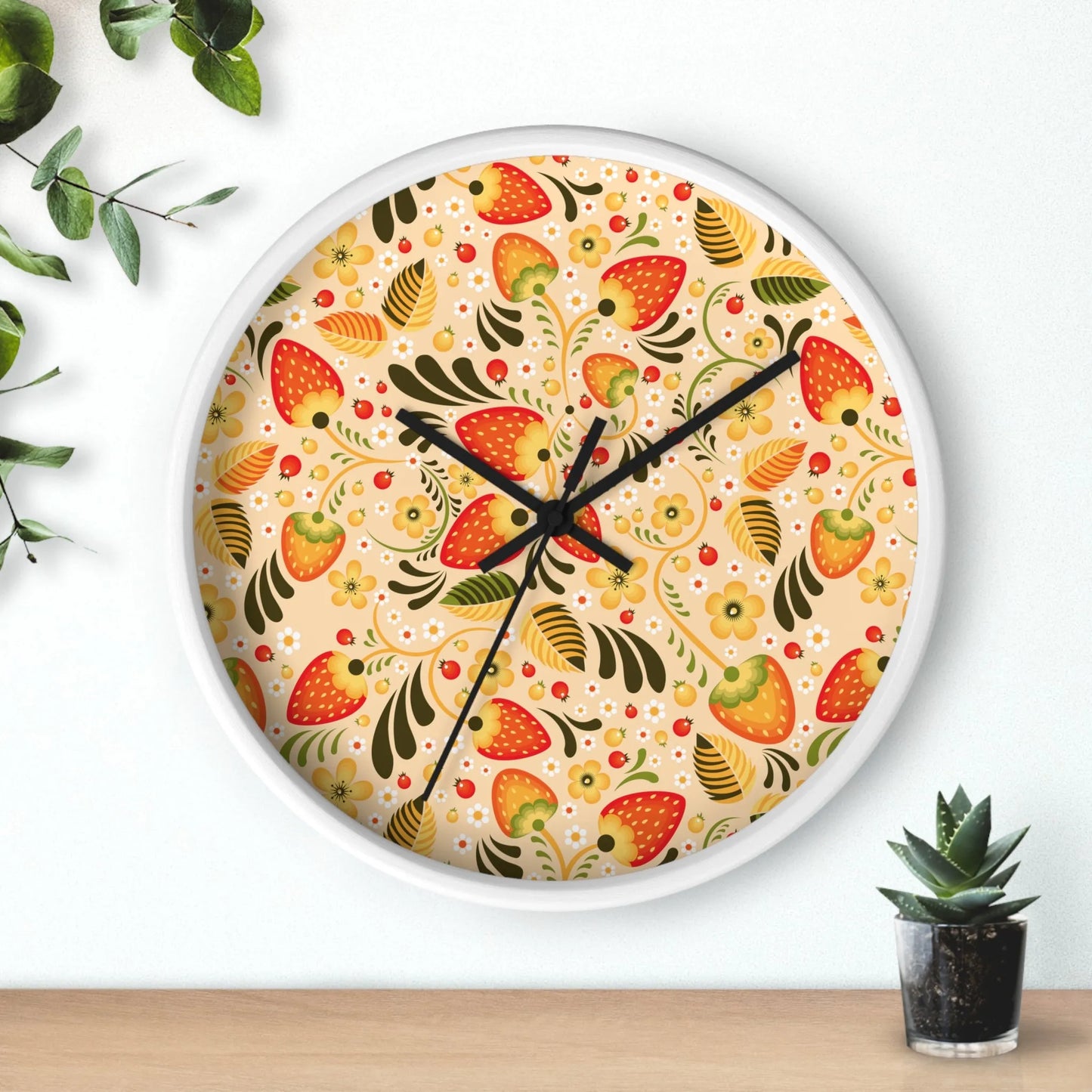 Russian Beige Khokhloma Wall Clock - The Global Wanderer