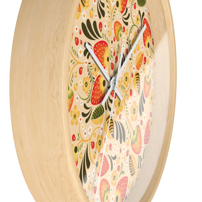 Russian Beige Khokhloma Wall Clock - The Global Wanderer