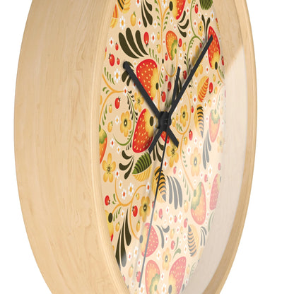 Russian Beige Khokhloma Wall Clock - The Global Wanderer