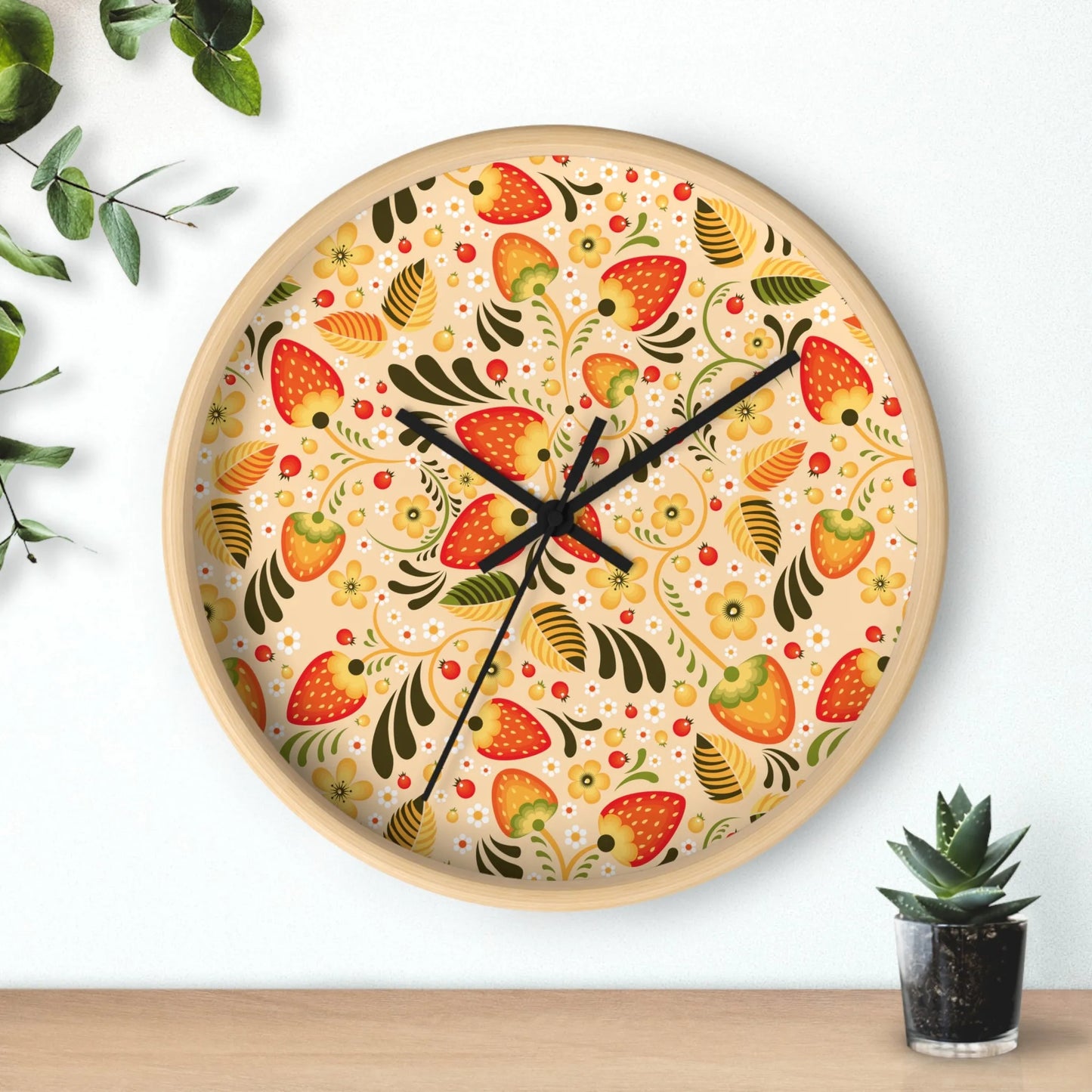 Russian Beige Khokhloma Wall Clock - The Global Wanderer